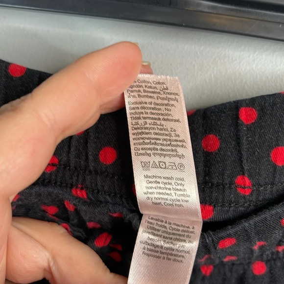 5/$25 LA SENZA Polka Dot Pajama Shorts Black Red Elastic Drawstring Mid Rise L - Picture 8 of 11